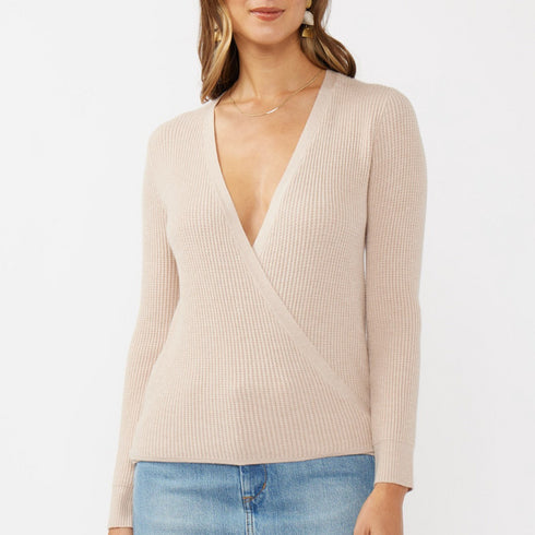 Waffle Knit Long Sleeve Wrap Cardigan